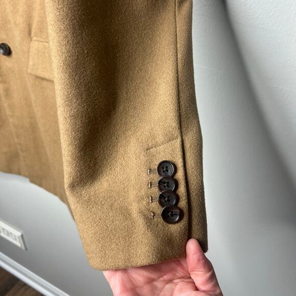 Banana Republic Men's Chesterfield Coat Sz L Camel Wool Blend Topcoat 3-Button - Picture 6 of 16